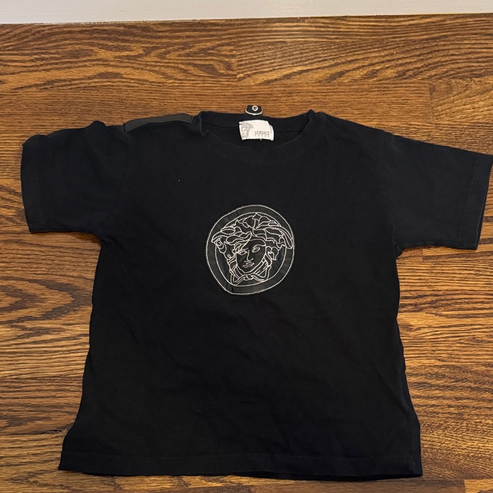 Versace Black Kids Tee with Iconic Medusa Design
